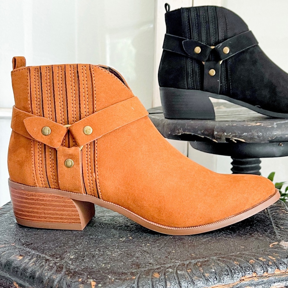 CHESTNUT Faux Suede Booties